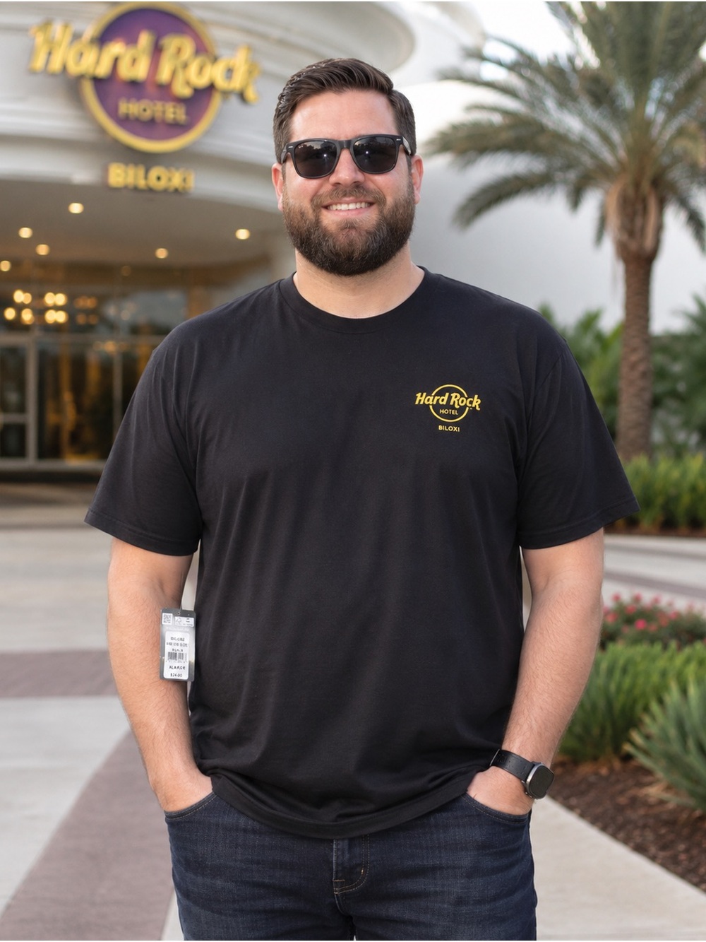 NWT Hard Rock Hotel Biloxi Men's XL Black Casino Roulette Graphic T-Shirt